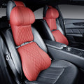 Car neck pillow and lumbar support cushion set with wavy pattern embroidery in beige colour