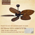 52-inch retro ceiling fan light with wooden blades and copper lampshade lighting