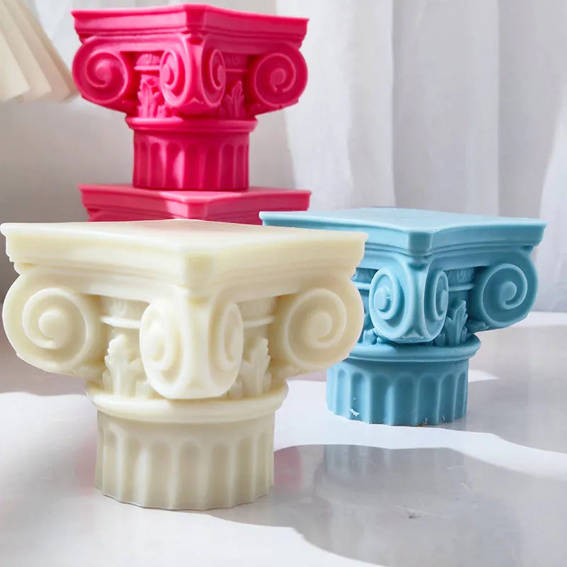 Roman pillar silicone mold for candle making and decorative crafts