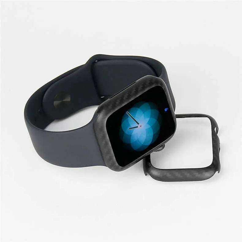 44mm Apple Watch Series 4 leather case in bright black or matt black colour