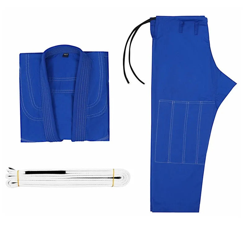 Brazilian Jiu Jitsu cotton blend training clothing set showing top and trousers in multiple colour options