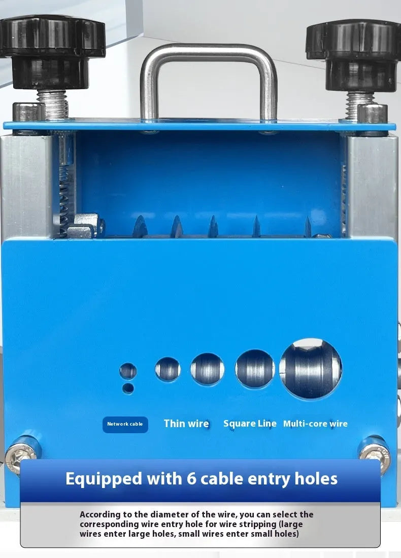 SD-017 manual wire stripping machine showing adjustable mechanism for 0.5-17mm diameter cables