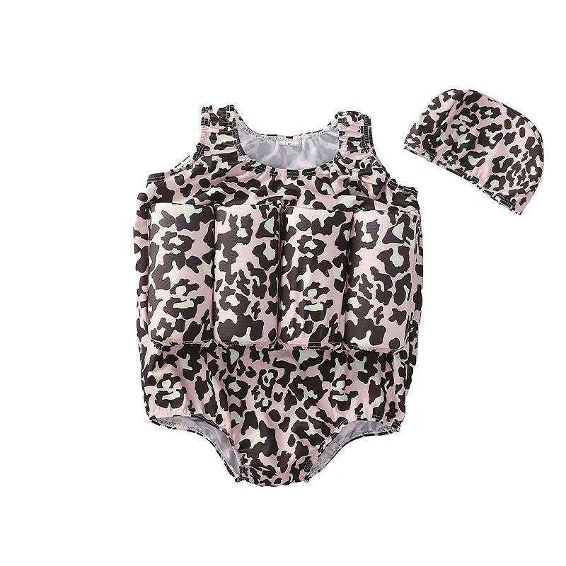 Children's buoyancy swimsuit one-piece girl cartoon nylon swimming and wading suit size S-XXL