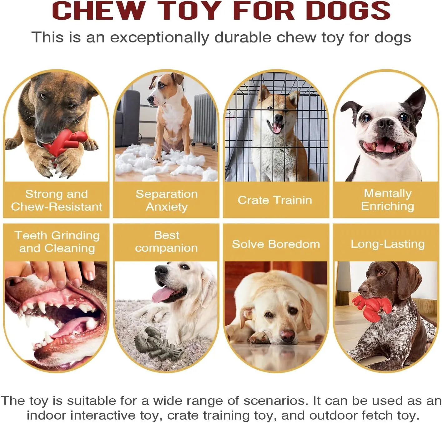 Red nylon dog chew toy for aggressive chewers measuring 170mm long