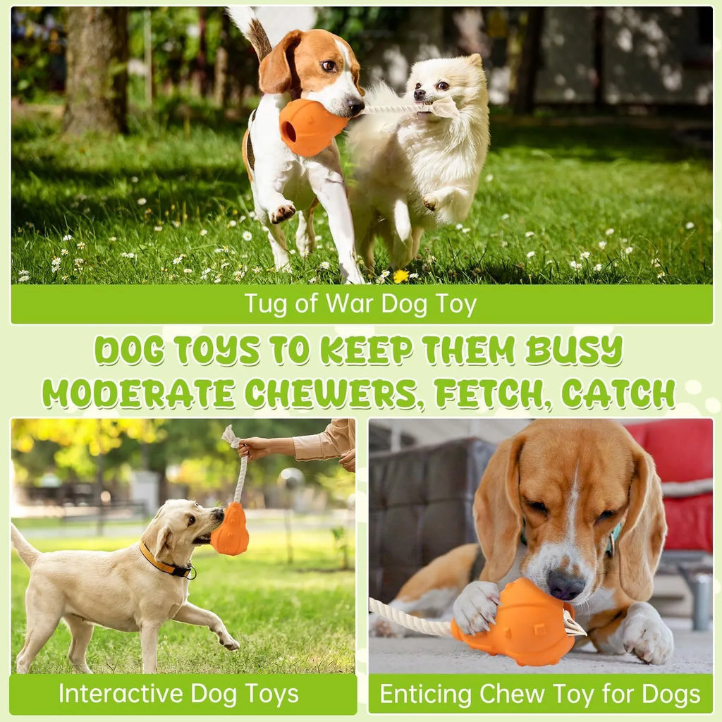 Natural rubber stuffable dog toy with treat dispensing hollow core for small medium breed dogs