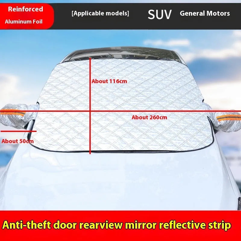 Large luxury SUV winter car cover with aluminium foil material and reflective edge stripes