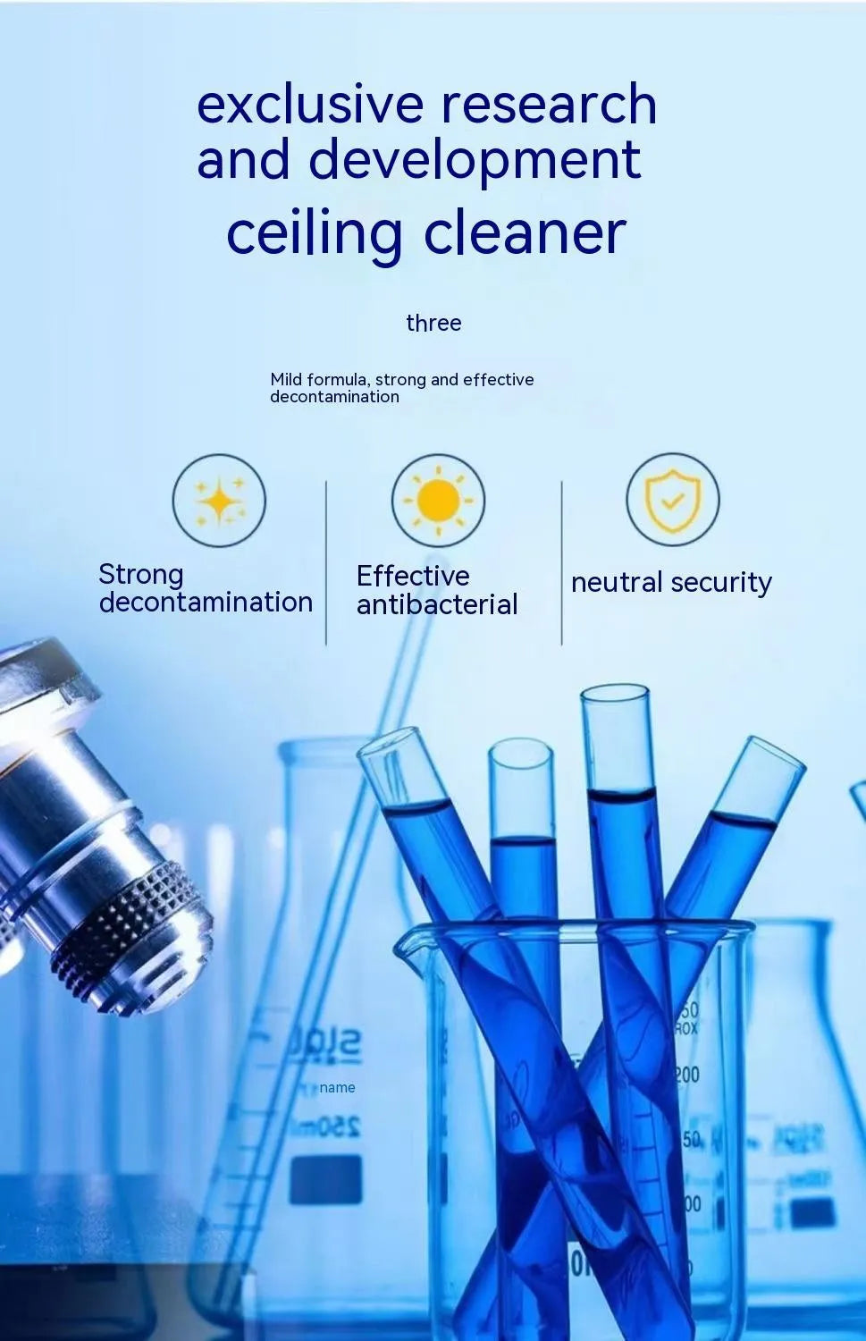 Wash free fabric roof foam cleaner bottle with towel and sponge wipes for ultrasonic ceiling cleaning.