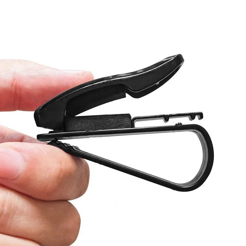 Black plastic car sun visor clip for holding sunglasses and cards