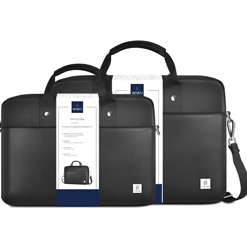 Black Oxford cloth laptop backpack showing multi-pocket interior and a lock on the front.