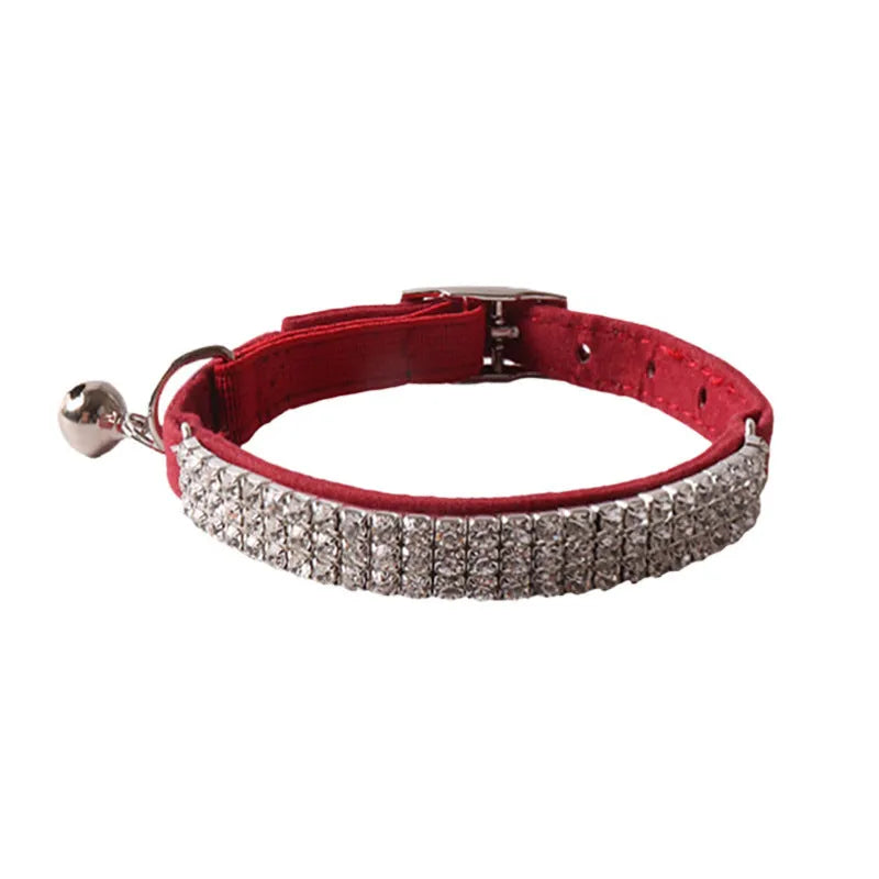 Elastic buckle cat collar in six colours with soft flocking material