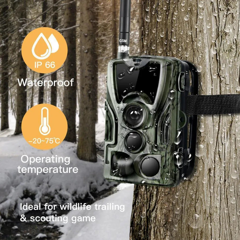 Green cellular trail game camera for hunting with night vision and waterproof case