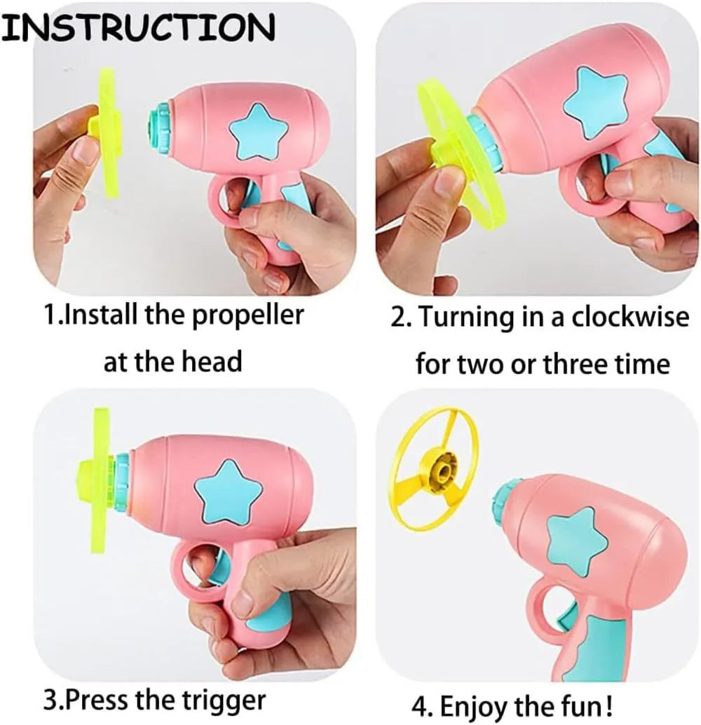 Interactive plastic cat toy gun with frisbee launcher for indoor cats, 11cm size