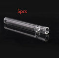 Clear straight glass telescopic smoke pipe suction nozzle on a plain background.