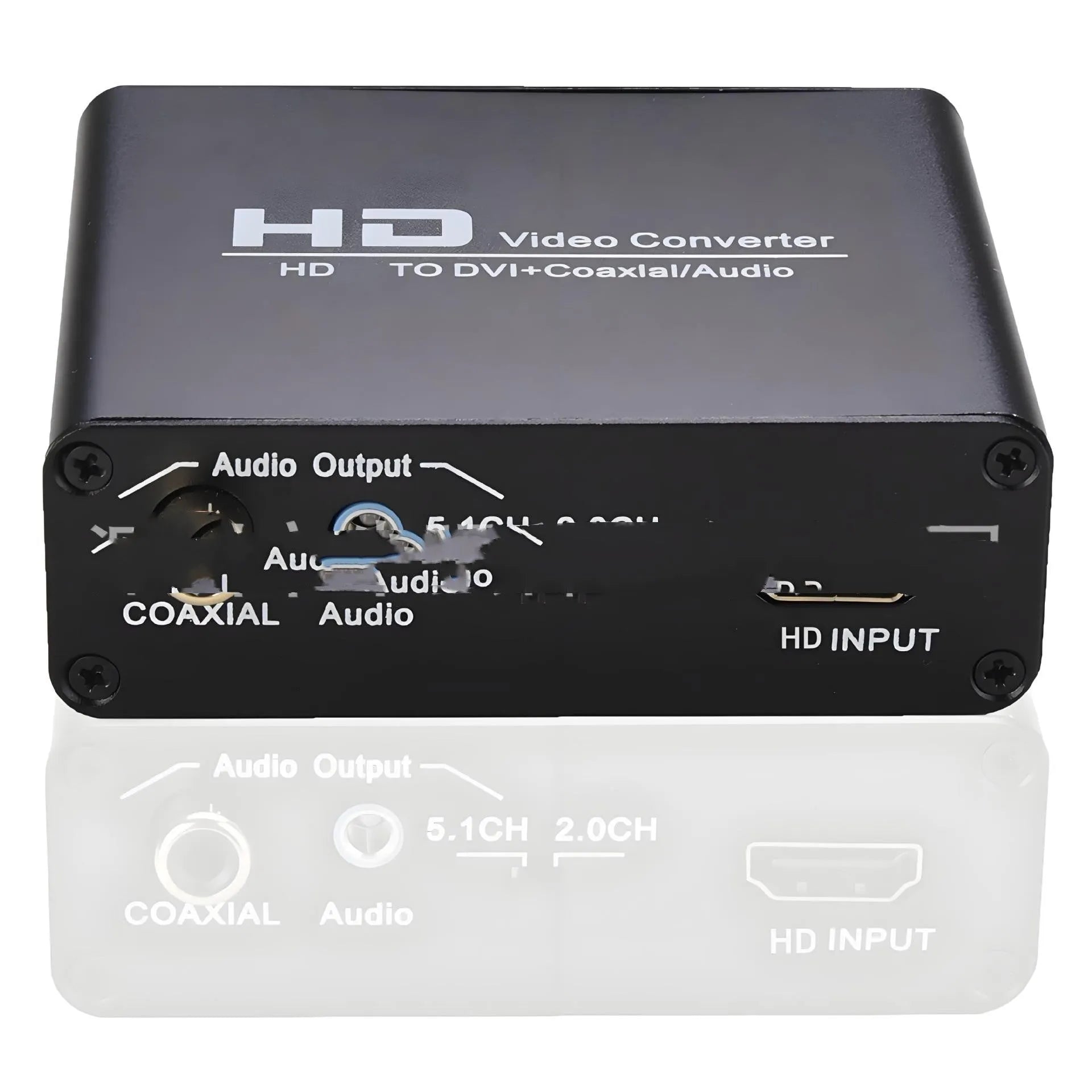 Black HDMI to DVI converter with 1.5 metre cable and coaxial 35 audio output for 1080p resolution
