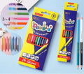 Set of double-ended wooden colour pencils showing two colour tips, suitable for student and studio art projects