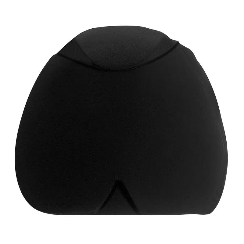 Simple solid colour cold compress headache cap shown in black, pink, and dark blue.