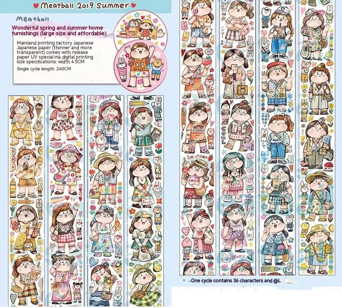 Cute cartoon character stickers for haemorrhoid tape packaging decoration on Japanese paper