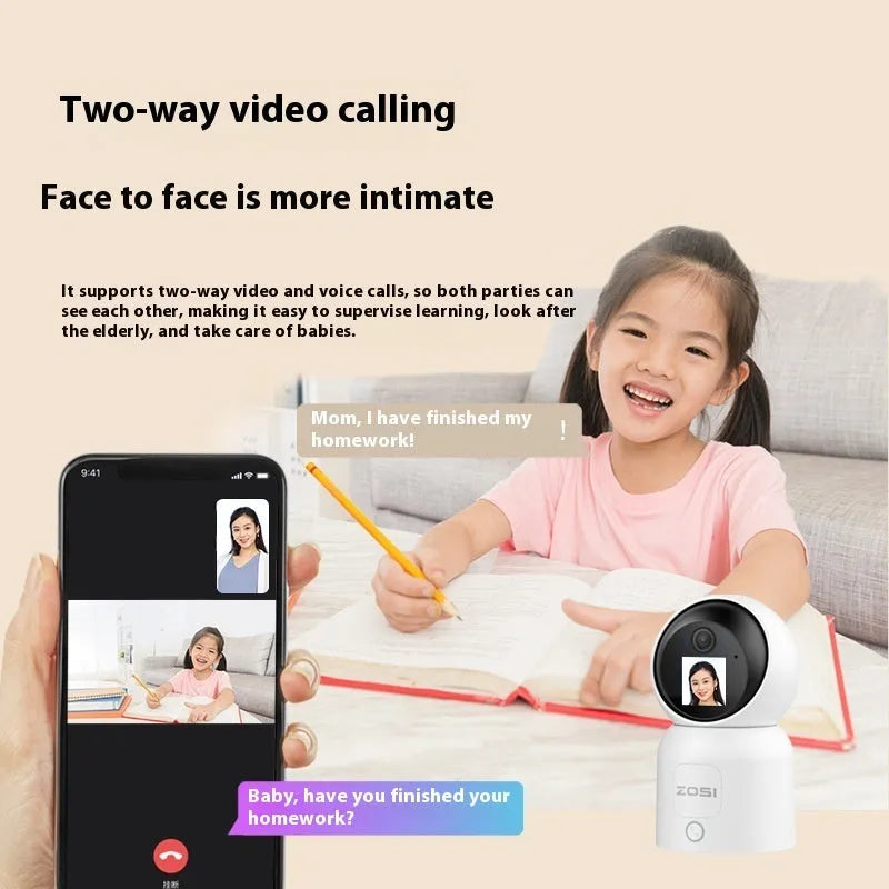 Zhou Shi wireless wifi indoor home security camera with plastic shell and screw bracket
