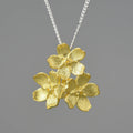 Sterling silver Myosotis sylvatica flower pendant in pastoral style with electroplated finish options