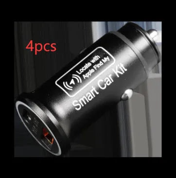 Black ABS plastic car charger GPS tracking device for plug-in vehicle location monitoring.