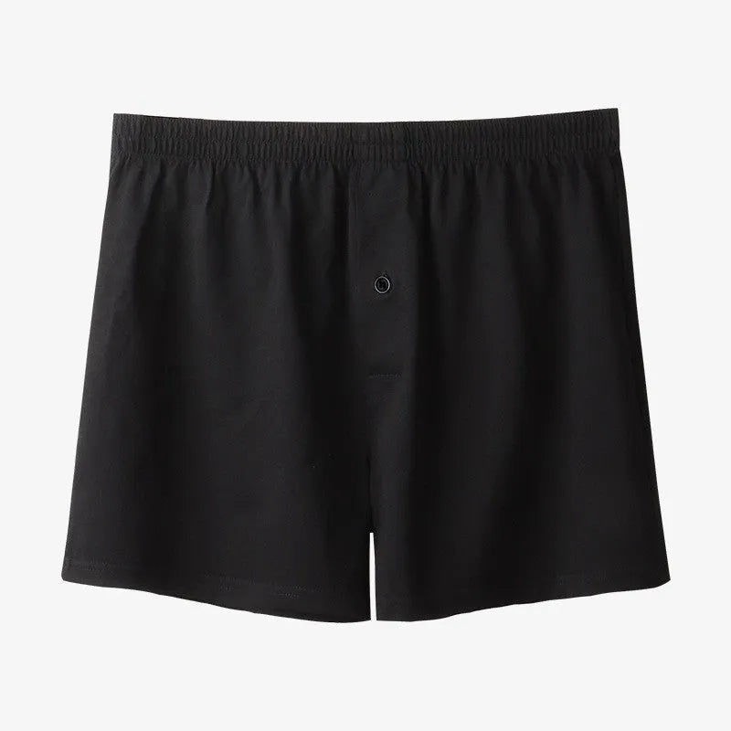 Men's high waist cotton boxer shorts in light grey, dark blue, and black colours.