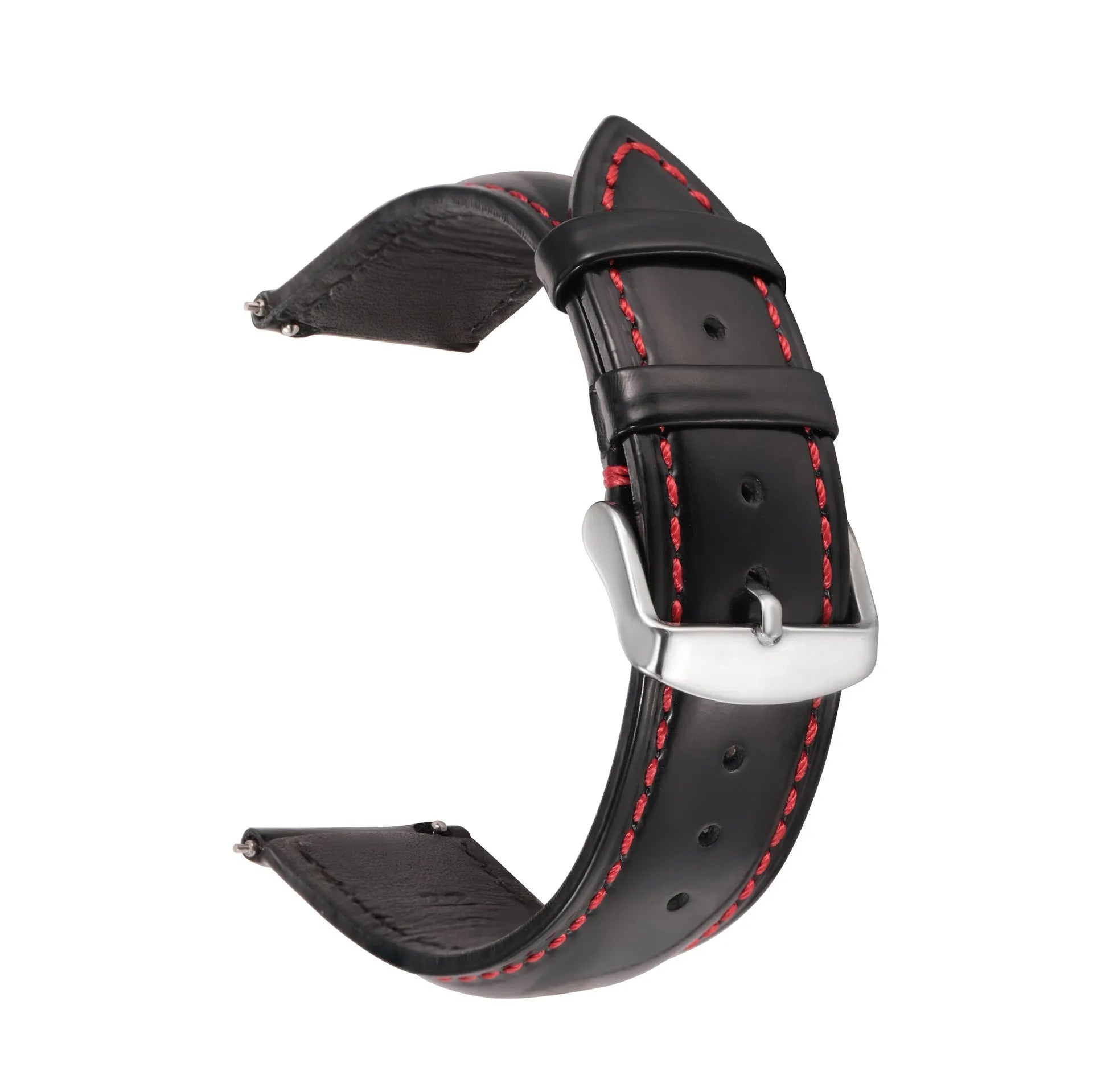 Quick release watch strap in bright cowhide leather showing colour options and width measurements