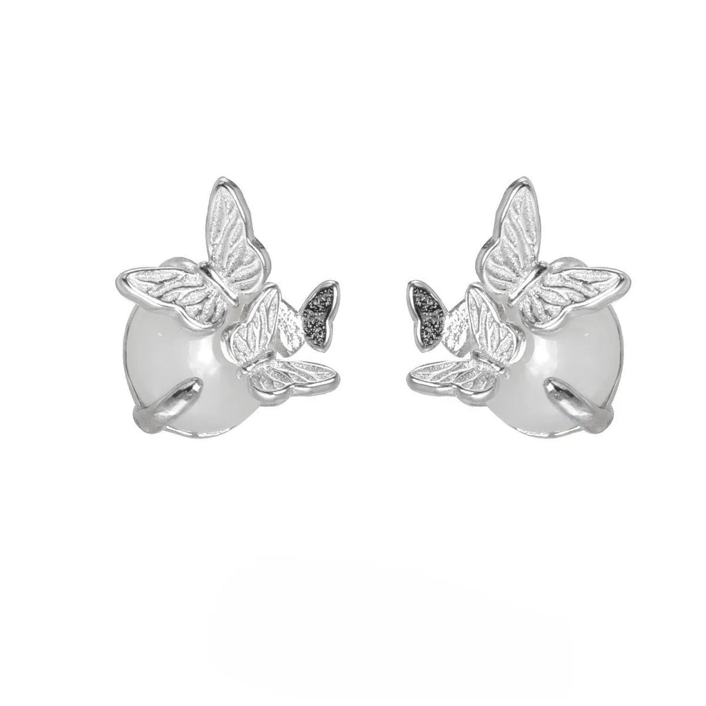925 sterling silver butterfly ear studs with electroplated gold colour finish