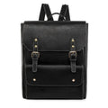 Korean style retro backpack in brown colour showing ventilation back panel and soft PU construction