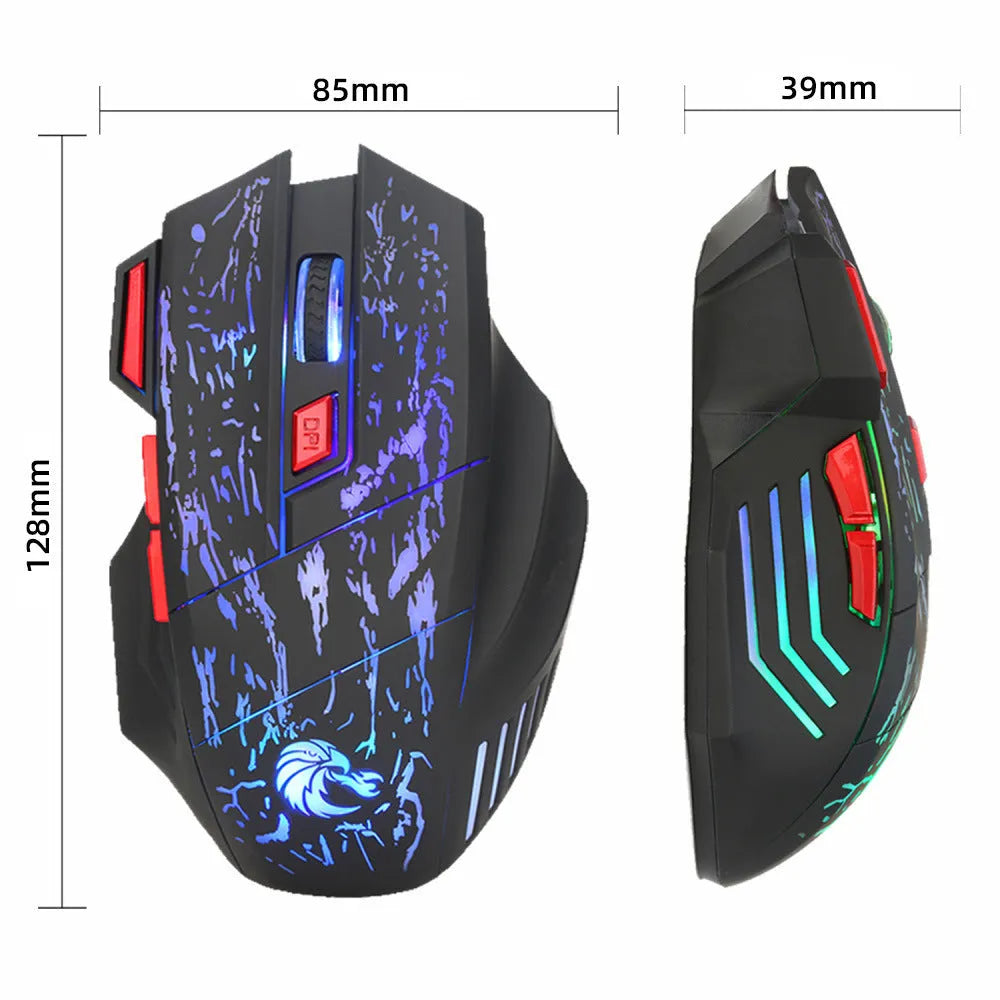 Water crack luminous gaming mouse with colourful design and ergonomic shape for desktop computers