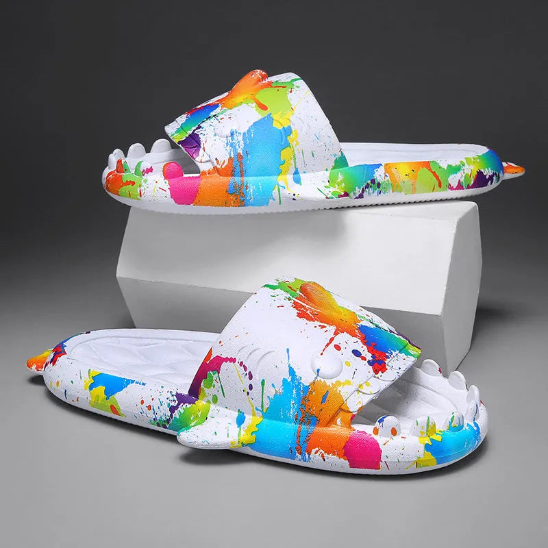 Couple shark design open toe EVA slippers available in multiple colours and sizes 36-45