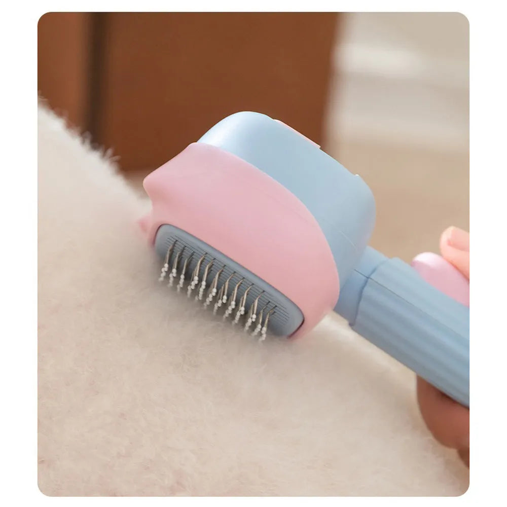 Blue double-sided pet grooming brush with deshedding and dematting functions for cats and dogs