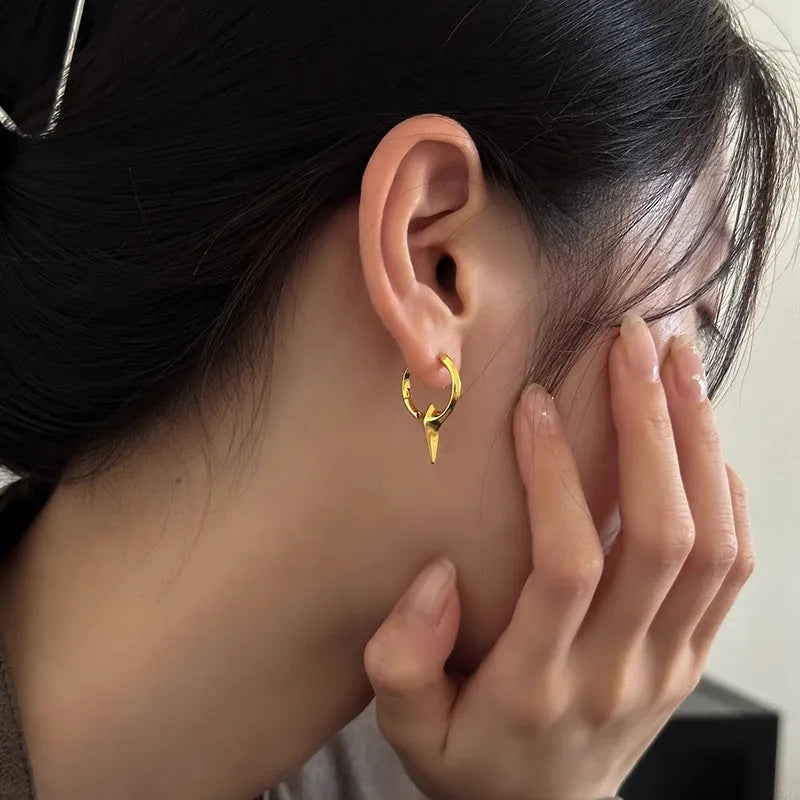 Geometric star ear clips with white gold electroplated finish for women