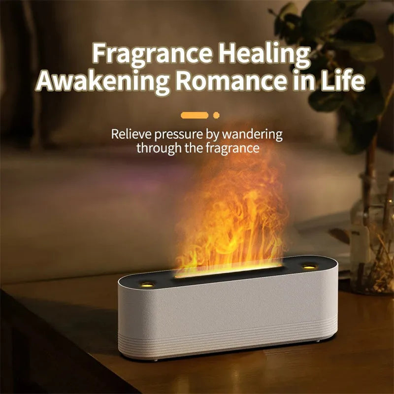 Black ultrasonic aroma diffuser with 7 colour flame LED display and cool mist emission