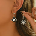 Silver retro fashion alloy earrings with electroplated finish and OL style design