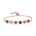 Copper geometric bracelet with inlaid zircon and glass stones for women in water drop diamond shape