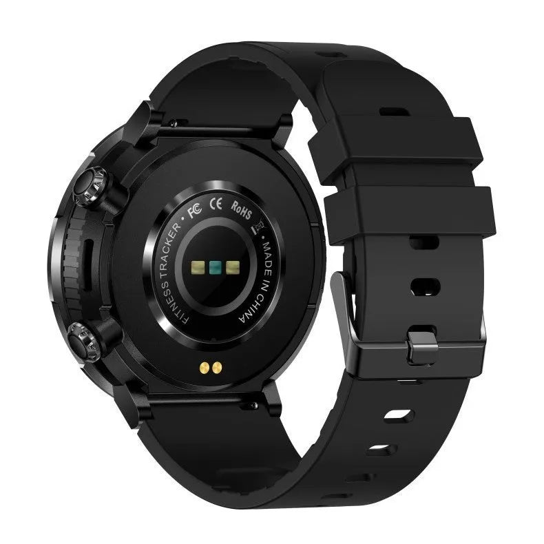 T30 Smart Watch with black dial on a silicone strap showing Bluetooth calling and health metrics on its screen.