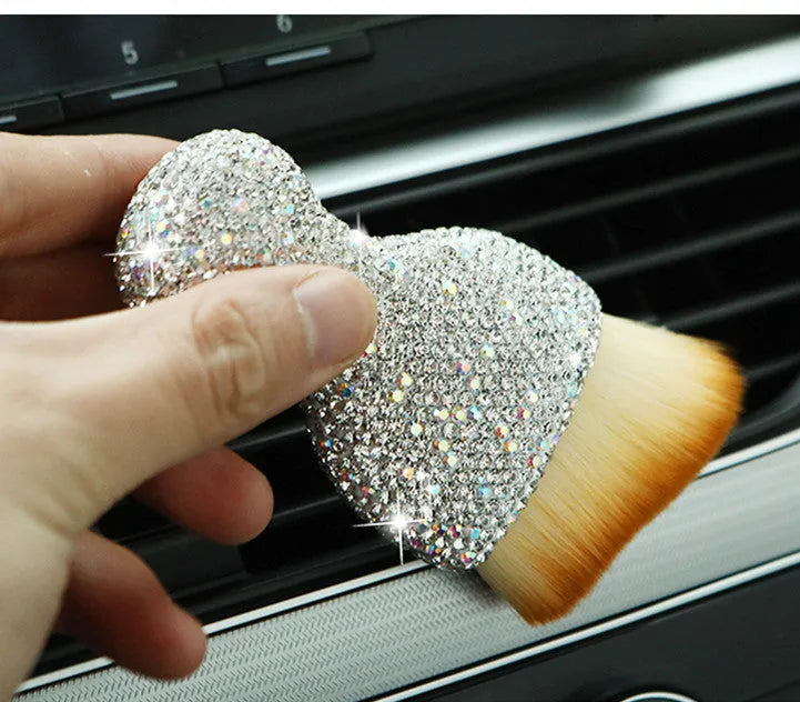 10cm long white PVC car interior cleaning brush for dusting dashboard and vents.