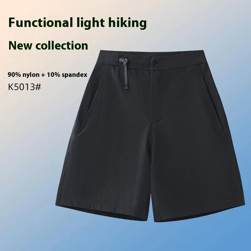 Men's solid colour quick-drying sports shorts with elastic 3D cut for running and climbing