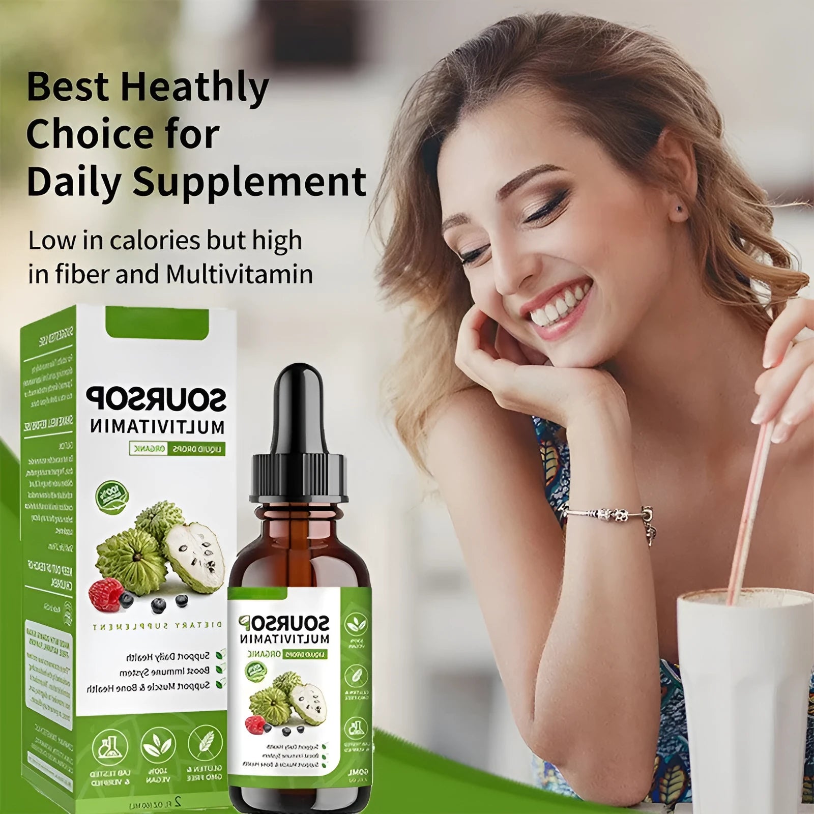 60ml bottle of Annona Prickly Fruit and lychee flavoured edible care drops with dropper