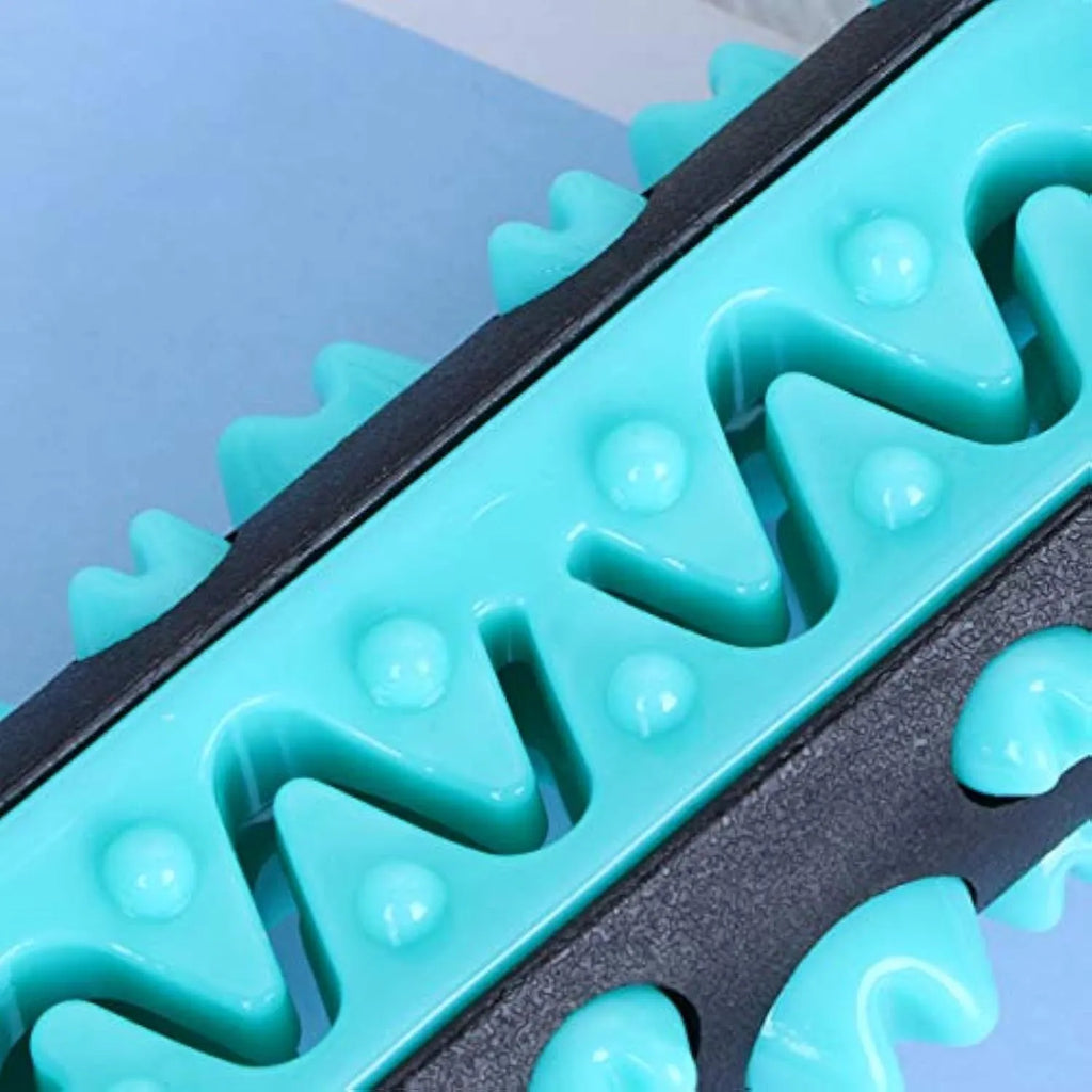 Natural rubber dog dental chew stick toy in blue colour with cleaning nubs.
