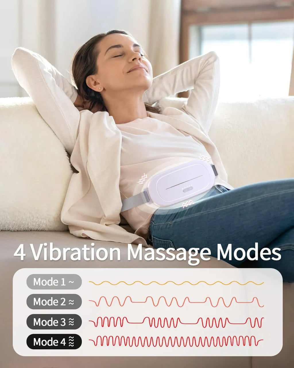 White uterine warming device with rechargeable battery for menstrual heat therapy
