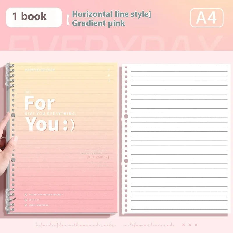 Gradient colour spiral notebook with removable coil binding in A4 and B5 sizes
