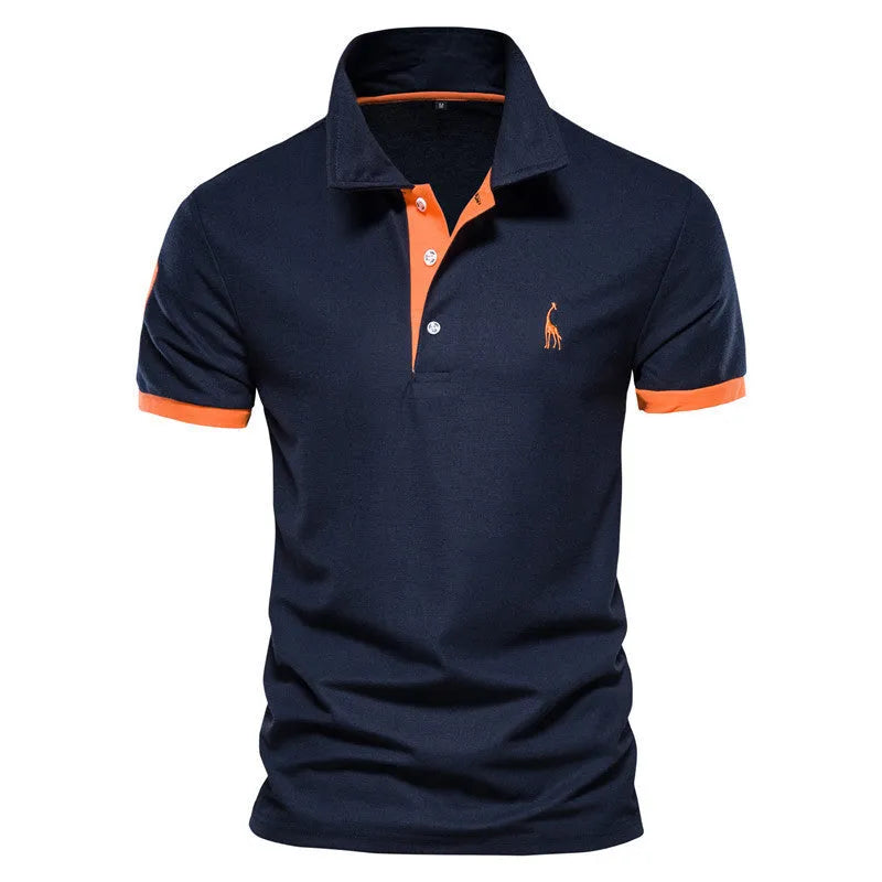 Men's slim fit short sleeve t-shirt with deer embroidery on chest, available in multiple colours.