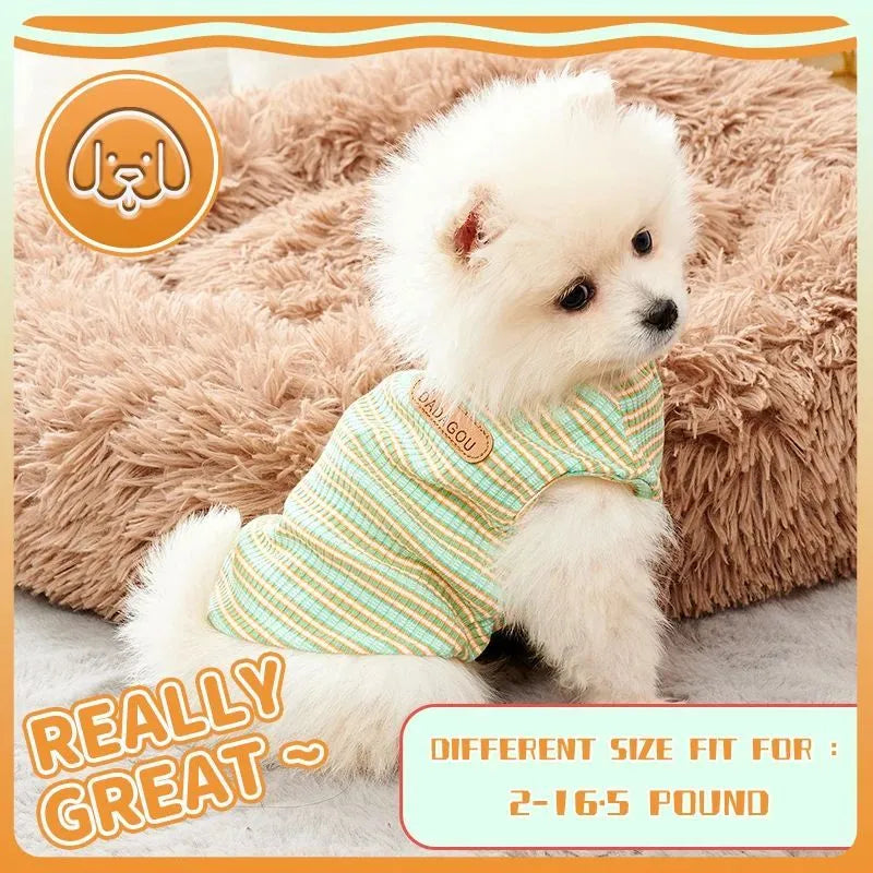 Cotton dog cooling vest in spring summer t-shirt style for small medium dogs sizes S to XXL