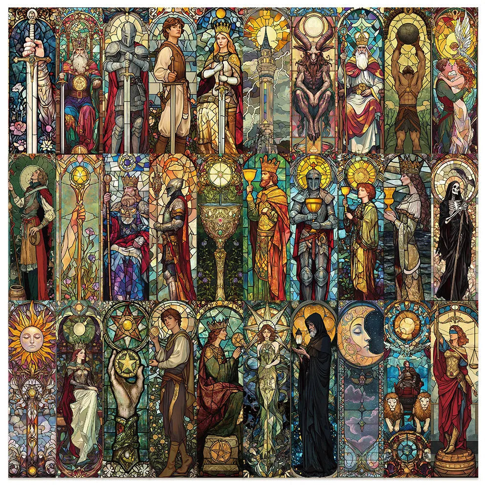30 colourful painted glass tarot design paper bookmarks in cute homemade style