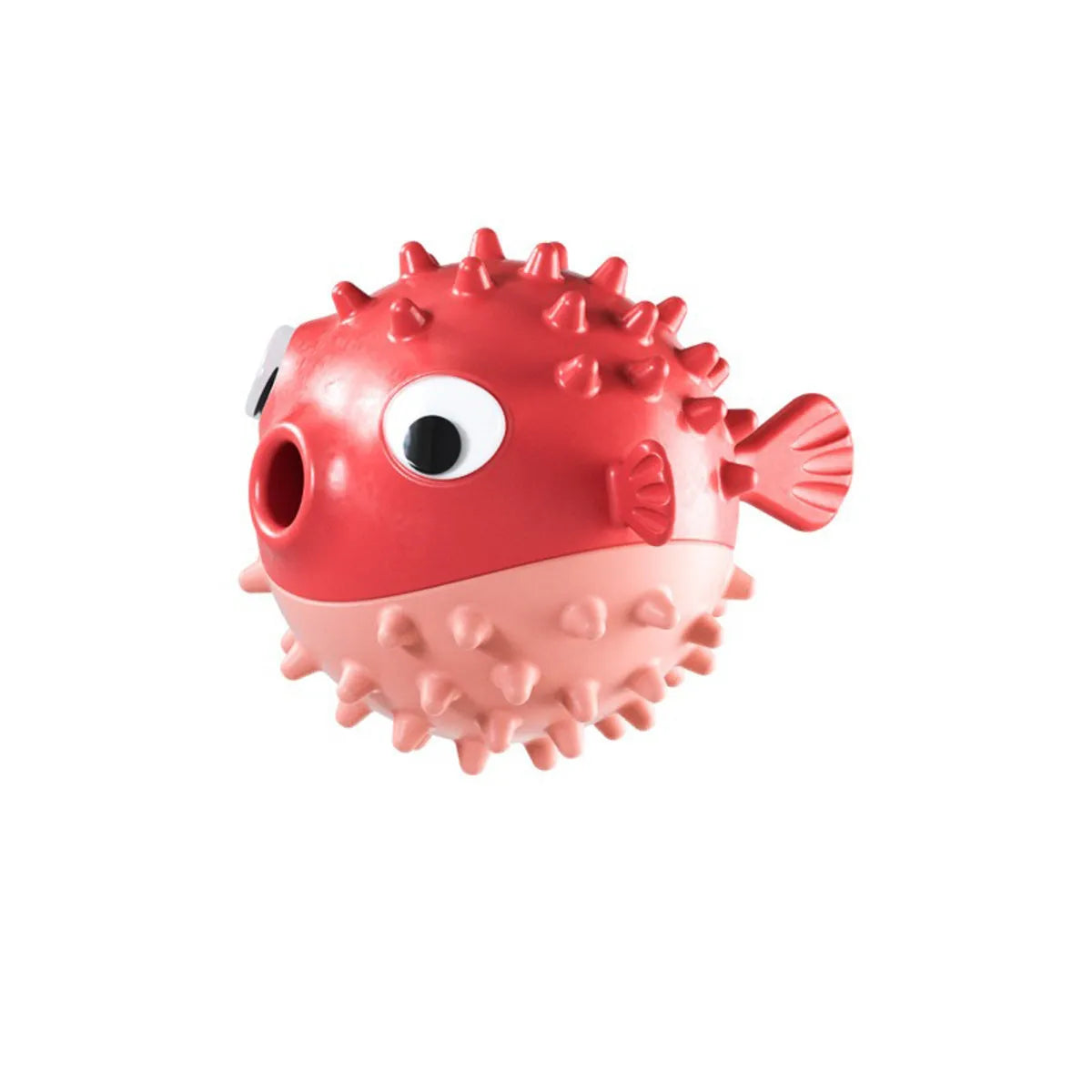 Yellow vinyl fish-shaped dog chew toy with textured surface for aggressive chewers