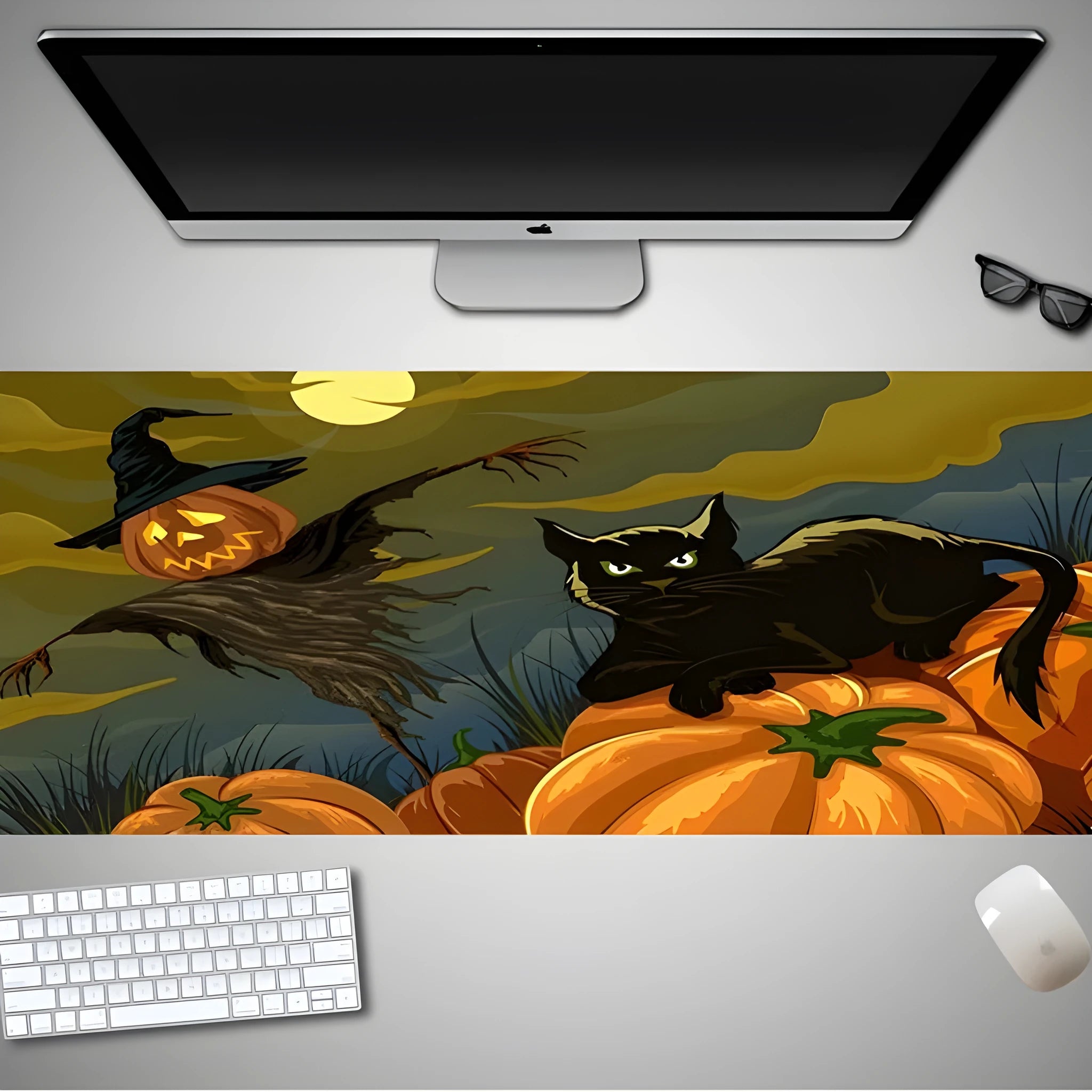 Halloween mouse pad with non-slip rubber cloth material in oversized dimensions for gaming
