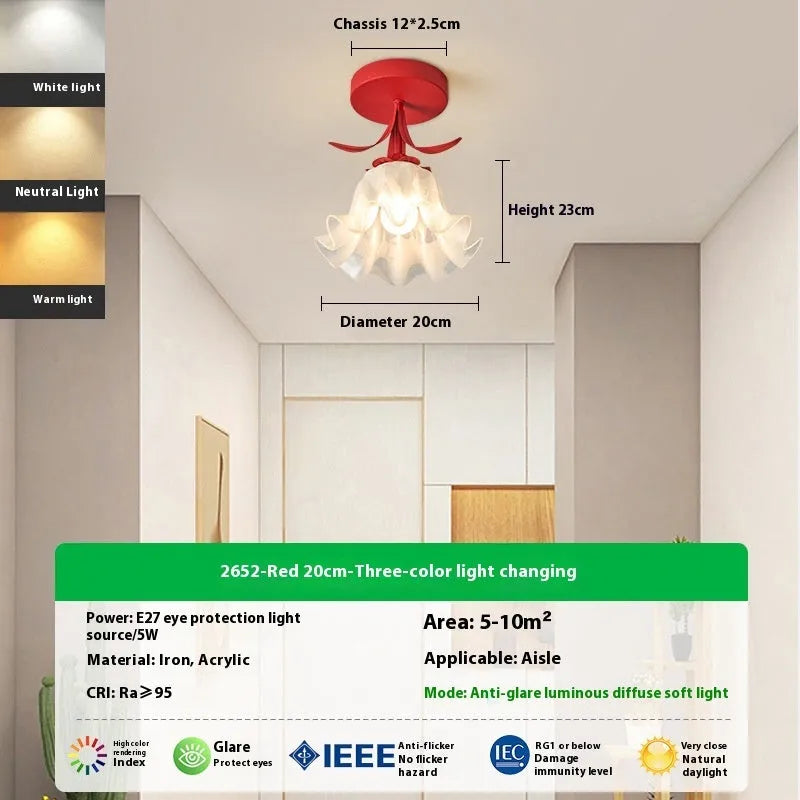 Cream coloured modern LED corridor aisle light with three-colour changing and dimming controls.