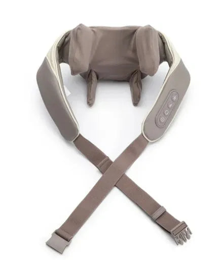 Creamy white rechargeable shoulder and neck massager with cervical kneading function