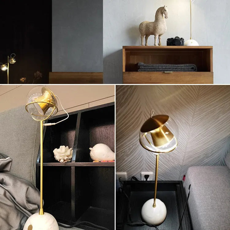 Glass shade desk lamp with dimmable LED light and touch switch control